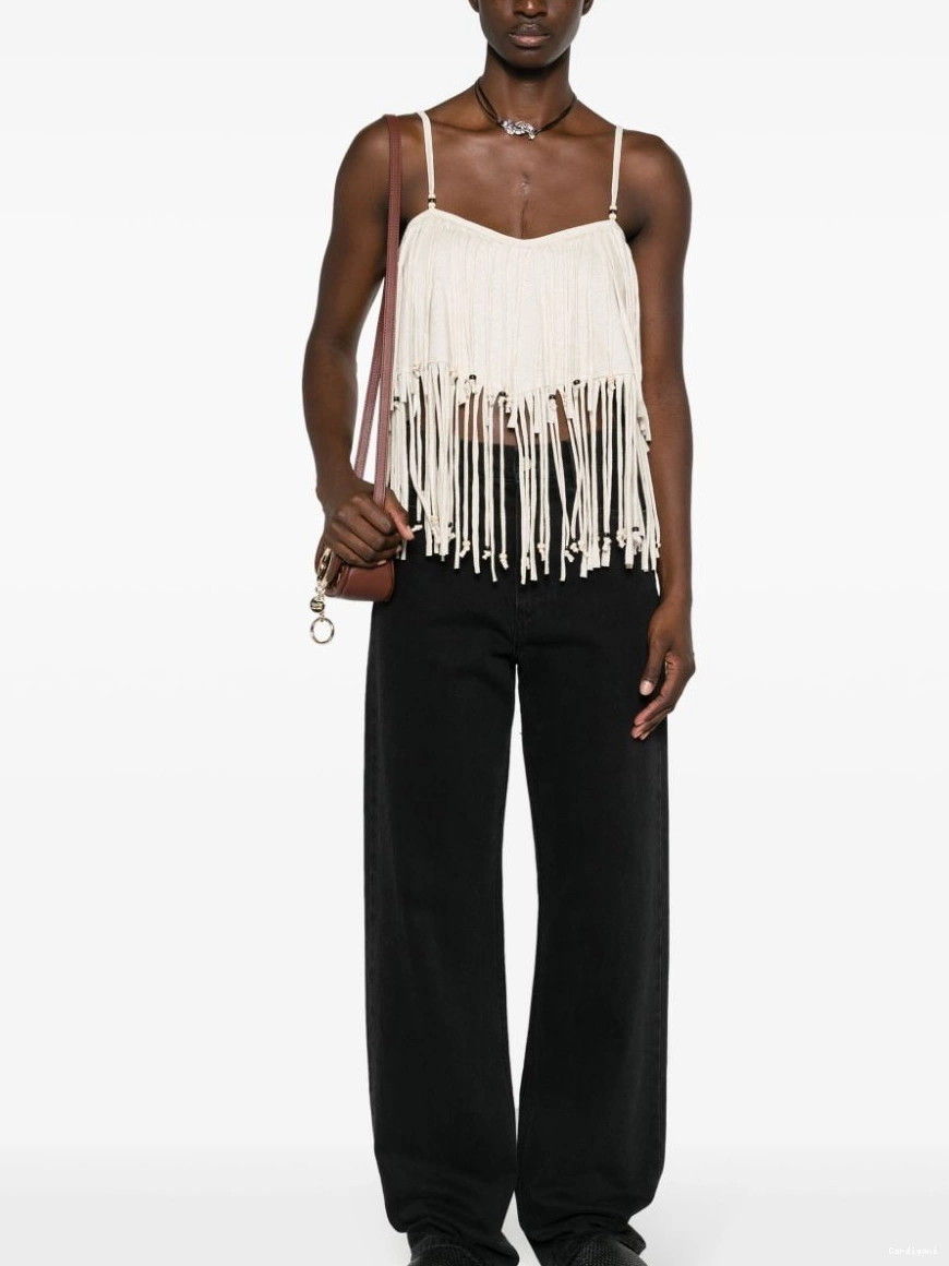 Cheap fringed bead-detail Women Monsoon crop top Alanui 0326